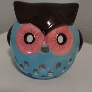 Blue and Pink Owl Candle Holder
